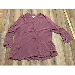 Como Vintage Blouse, Women's Size XL, Purple, V-neck, 3/4 Sleeve